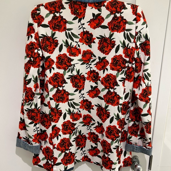 Alice and Olivia | Sold Out Rose and Denim Blazer - Picture 3 of 4